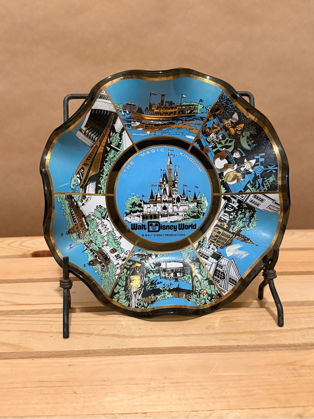 Disney Blue and Gold Magic Kingdom Decorative Plate
